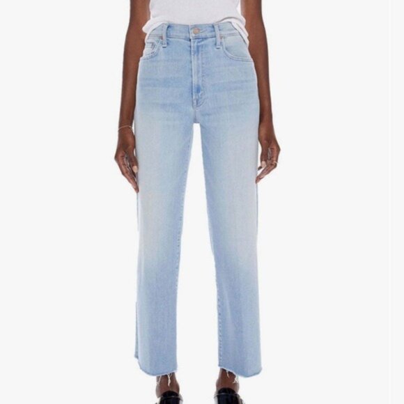 MOTHER Denim - Mother The Rambler Zip Ankle Fray Wide Leg Jeans In Chill Pill Size 26